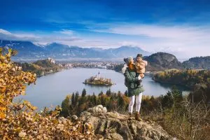 Bewonder het meer van Bled van bovenaf